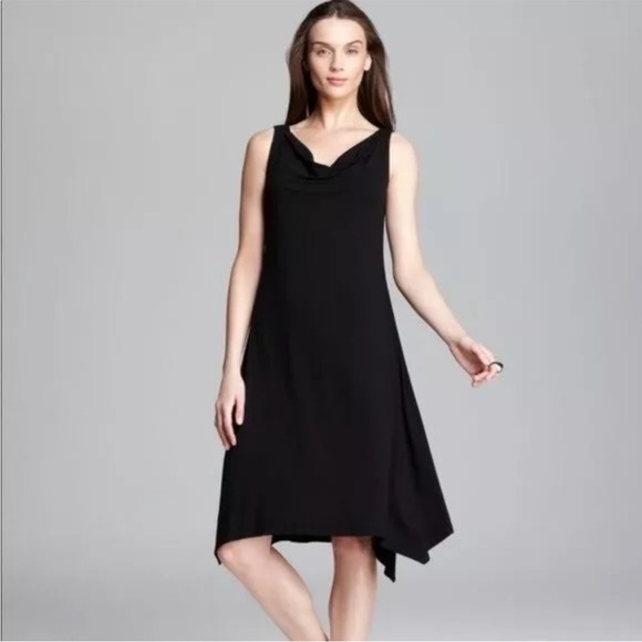 Eileen Fisher Cowl Neck Handkerchief Hem Sleeveless Jersey Dress, Petite Lg - Picture 2 of 14